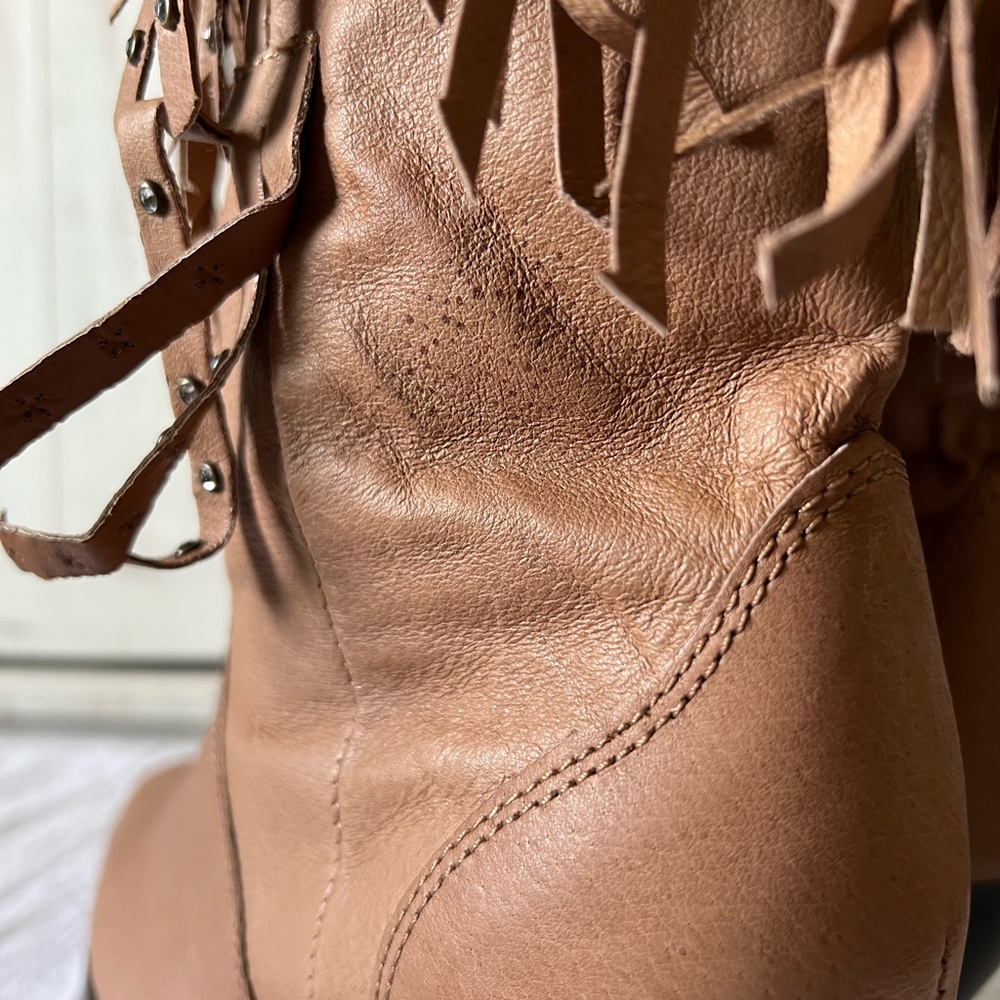 SALE🔥 Fringe Studded Leather Cowgirl Boots - Picture 14 of 15